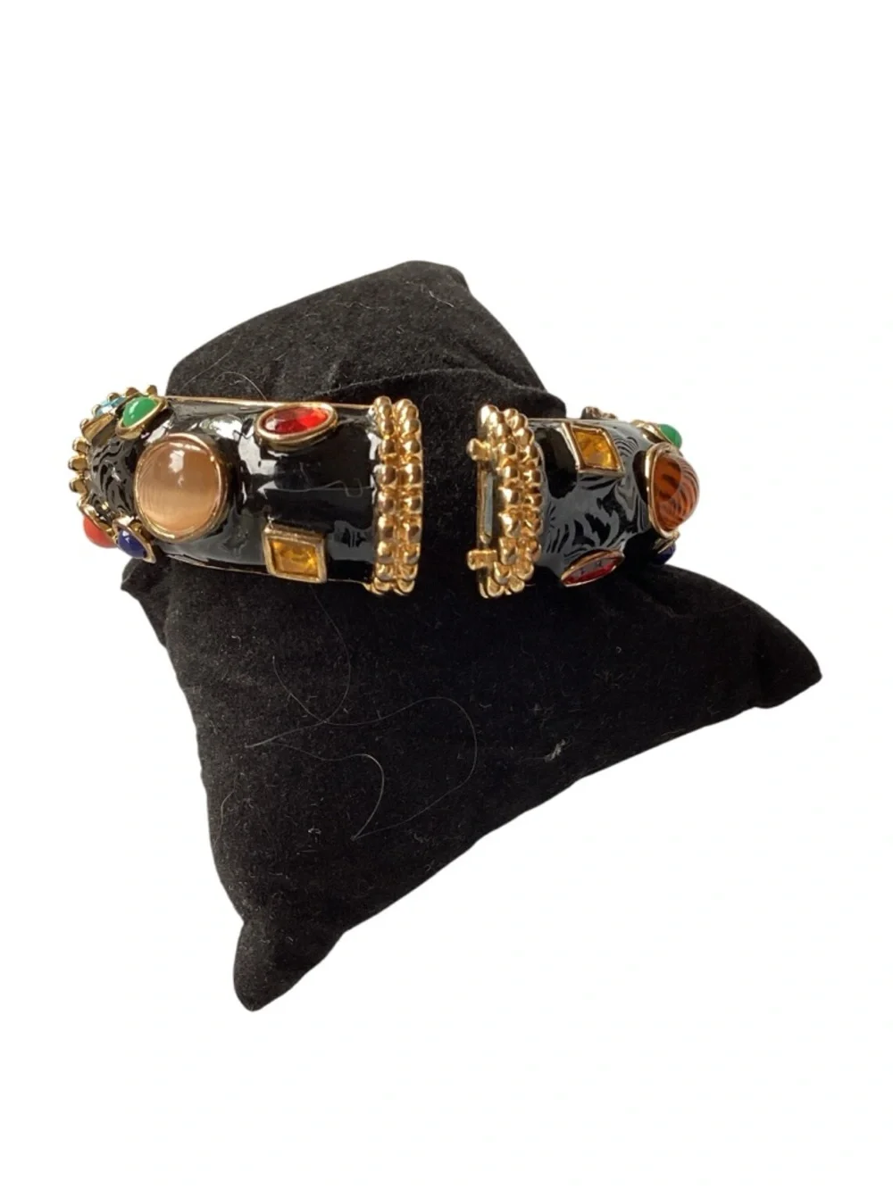 Vintage KJL Black Enamel & Cabochon Bracelet - Picture 5 of 5